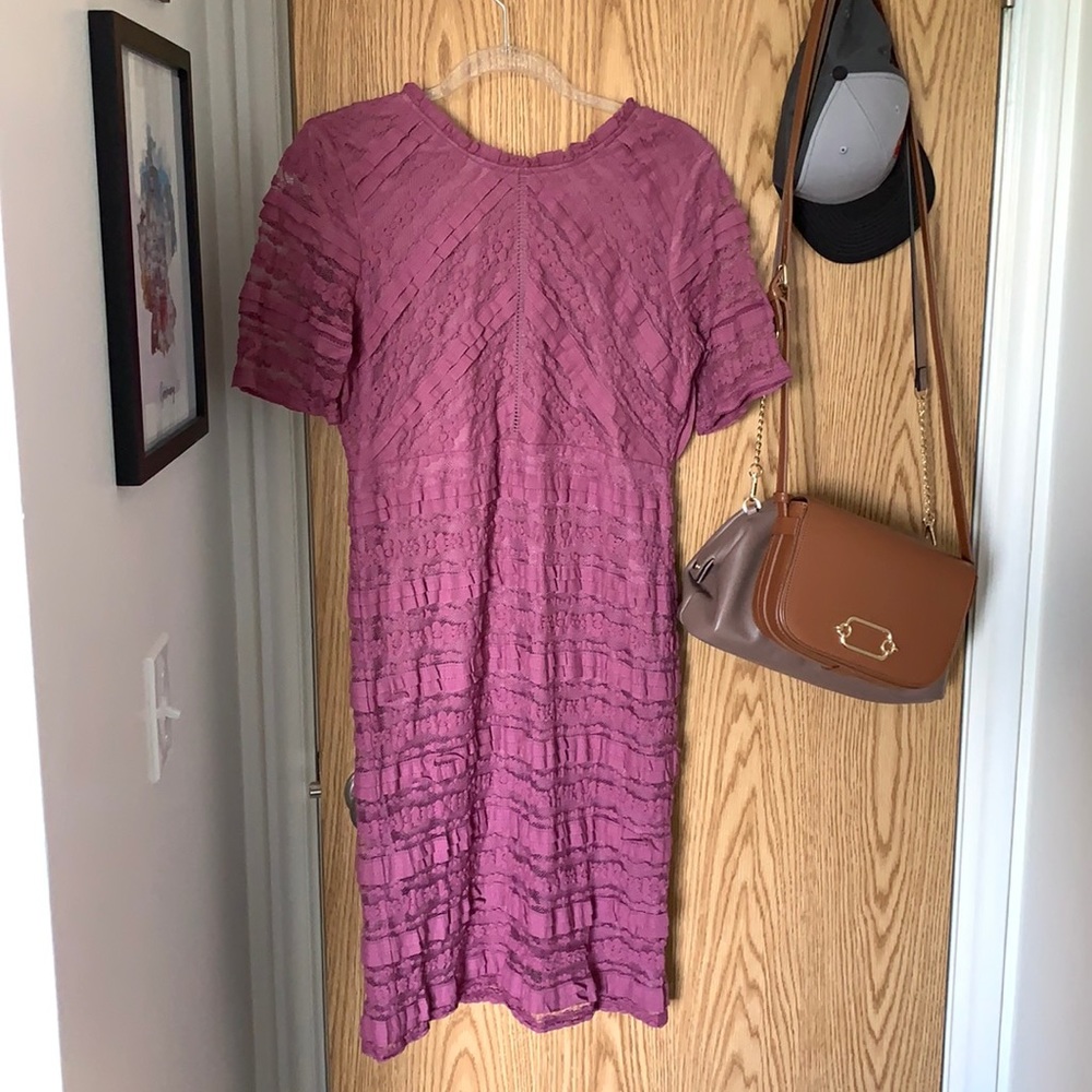 Pink lacy midi dress. Never worn